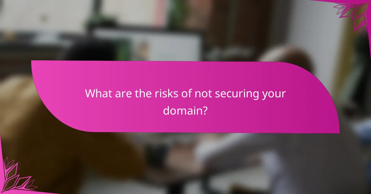 What are the risks of not securing your domain?