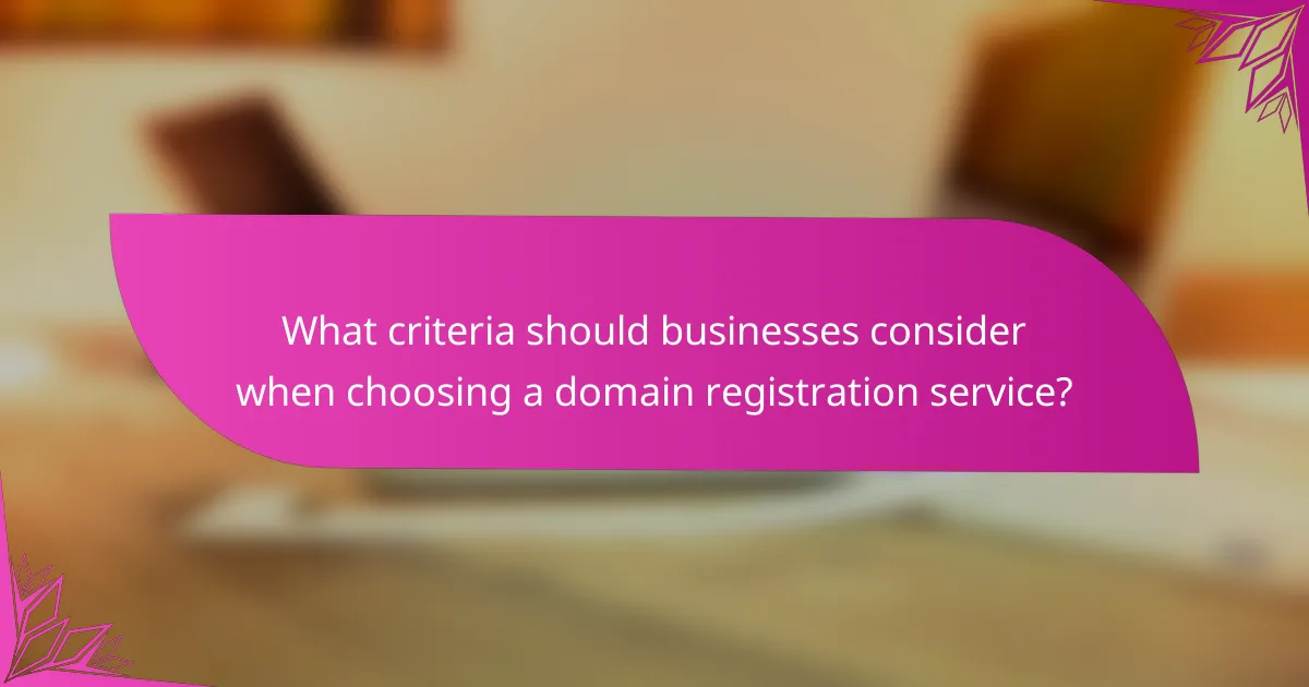 What criteria should businesses consider when choosing a domain registration service?